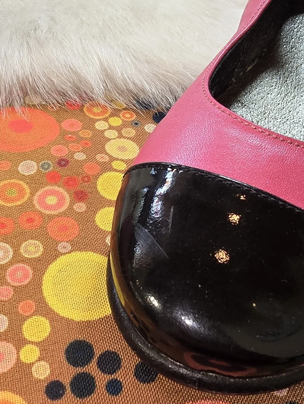 Women's Pink and Black Mary Jane Flats with Buckle Strap - Picture 11 of 11